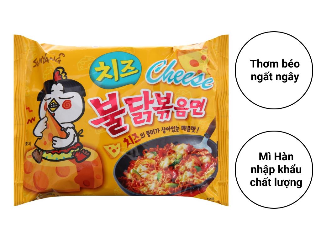Mì Khô Gà Cay Vị Phô Mai Samyang Gói 140G*40Gói/1 thùng